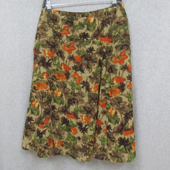 R.Q.T Womens Brown Orange Skirt Petite Size 14 Floral Zip - Picture 8 of 11